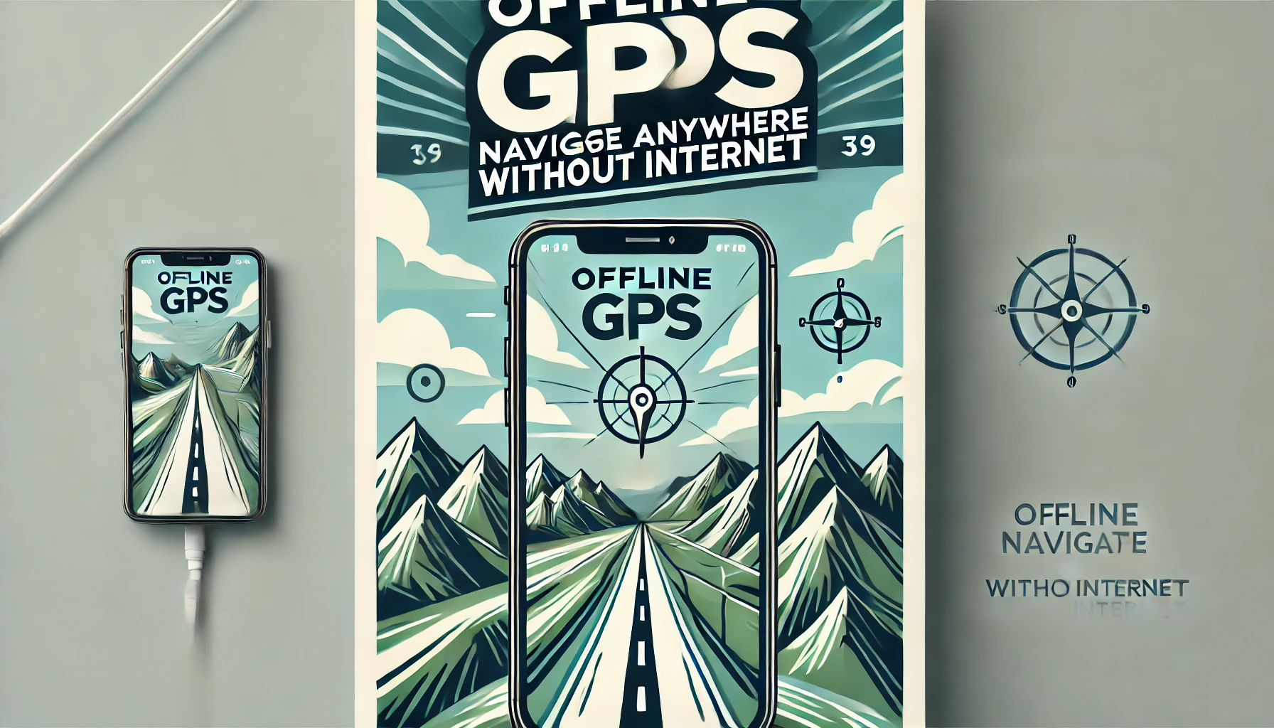 DALL·E 2025 01 10 15.48.41 A professional and engaging wallpaper in 16 9 ratio for an article titled Offline GPS Navigate Anywhere Without Internet. The design features a sma